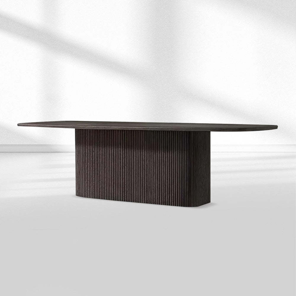 Mulholland Pedestal Rectangular Wood Dining Table