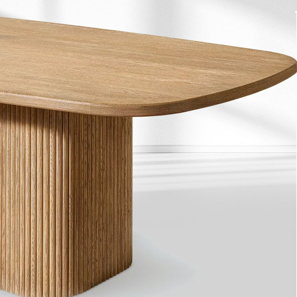 Mulholland Pedestal Rectangular Wood Dining Table-Fullstarlighting