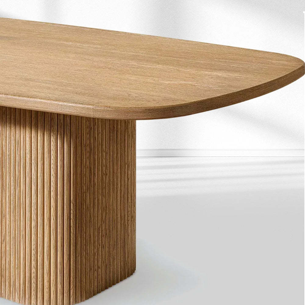 Mulholland Pedestal Rectangular Wood Dining Table-Fullstarlighting
