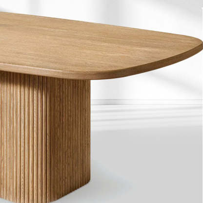 Mulholland Pedestal Rectangular Wood Dining Table-Fullstarlighting