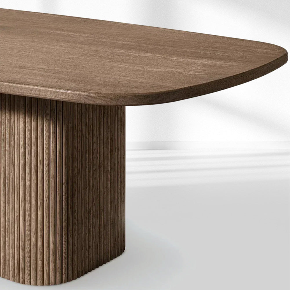Mulholland Pedestal Rectangular Wood Dining Table-Fullstarlighting