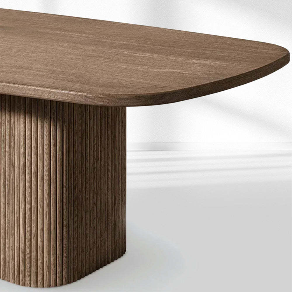 Mulholland Pedestal Rectangular Wood Dining Table-Fullstarlighting