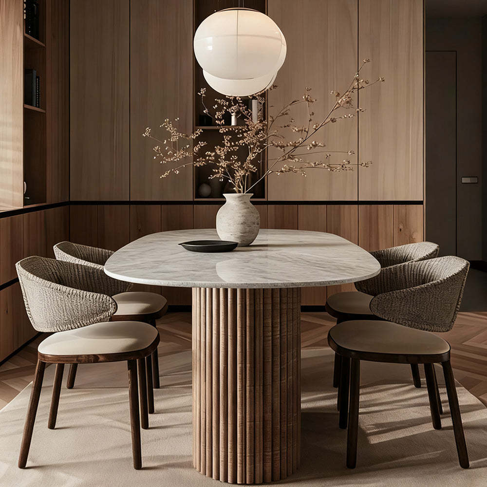 Mulholland Stone Rectangular Dining Table-Fullstarlighting