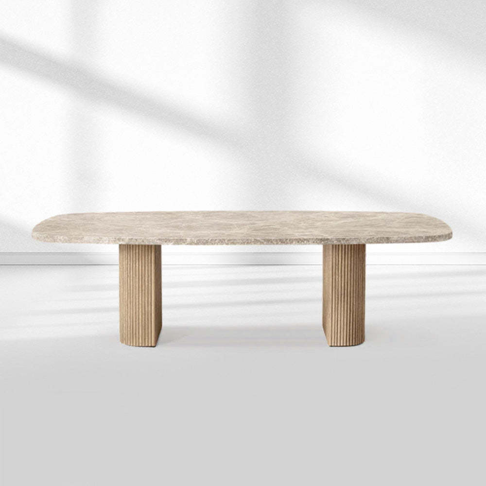 Mulholland Stone Rectangular Dining Table-Fullstarlighting