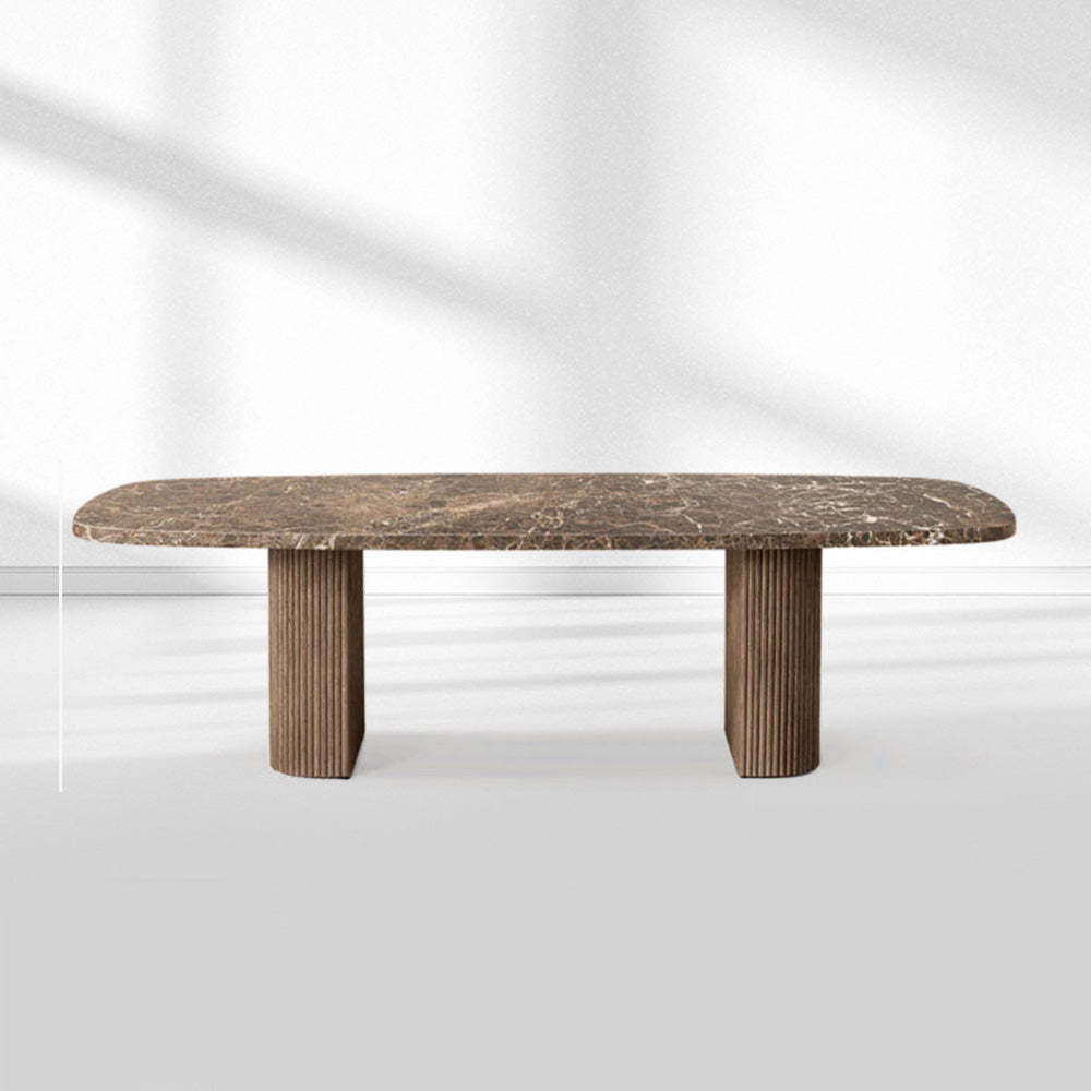 Mulholland Stone Rectangular Dining Table-Fullstarlighting