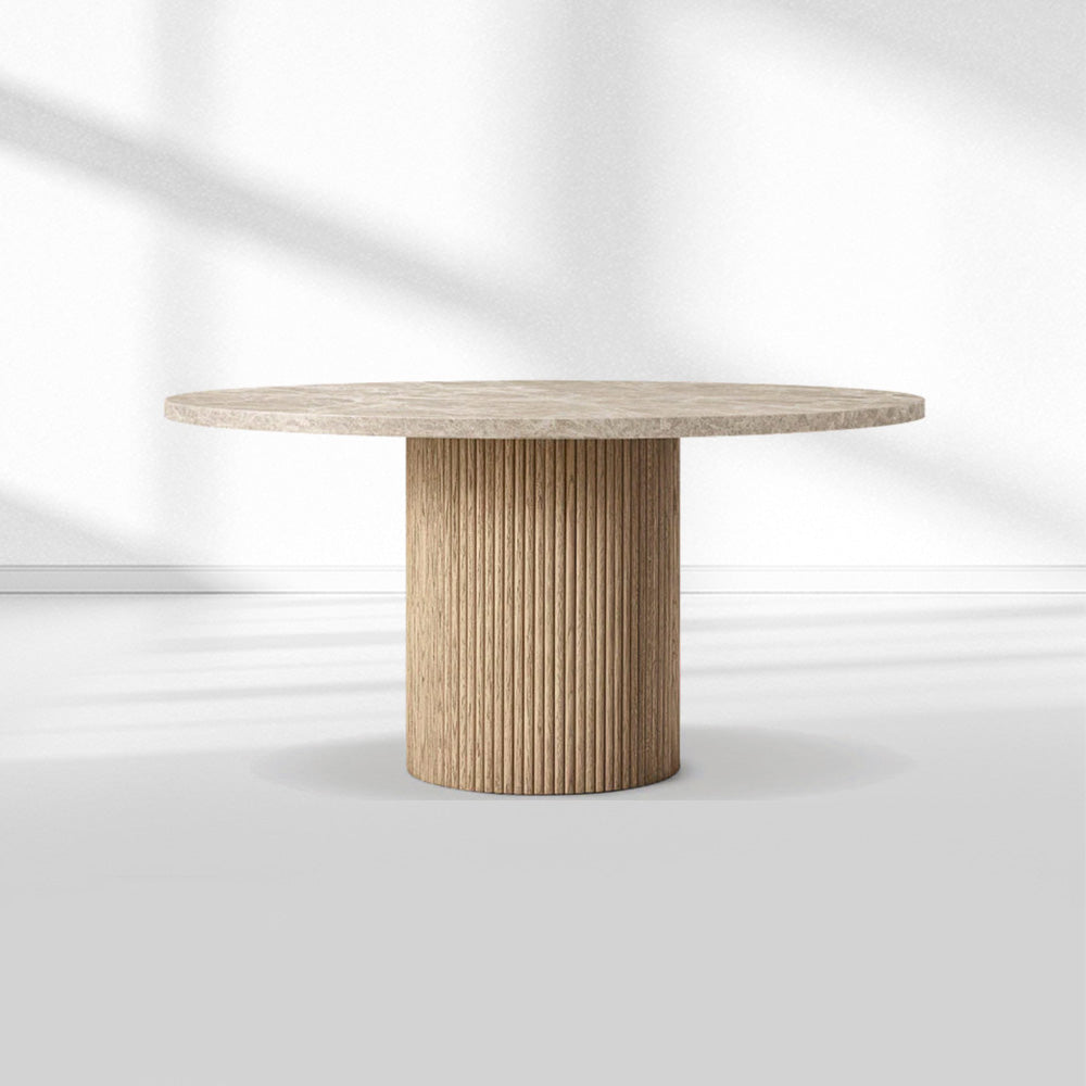 Mulholland Stone Round Dining Table-Fullstarlighting