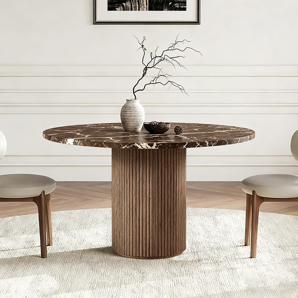 Mulholland Stone Round Dining Table-Fullstarlighting
