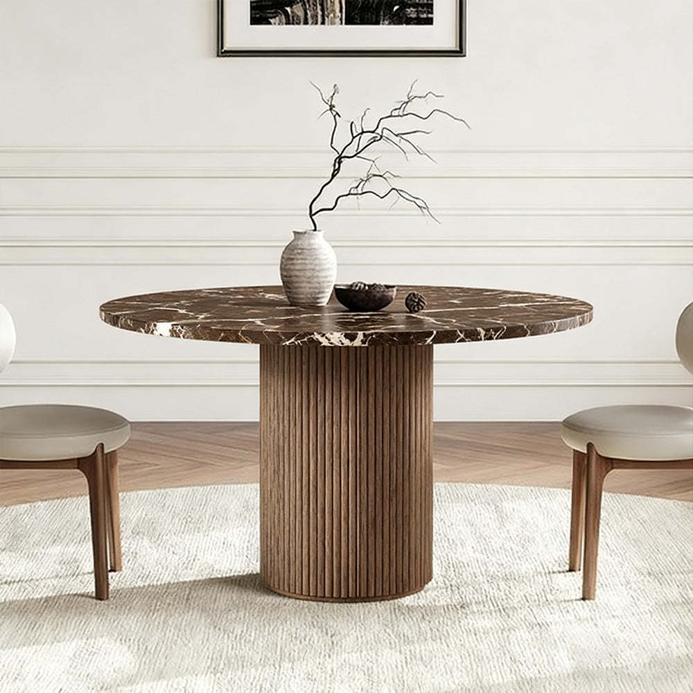 Mulholland Stone Round Dining Table-Fullstarlighting