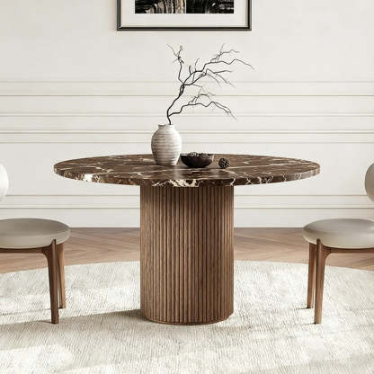 Mulholland Stone Round Dining Table-Fullstarlighting