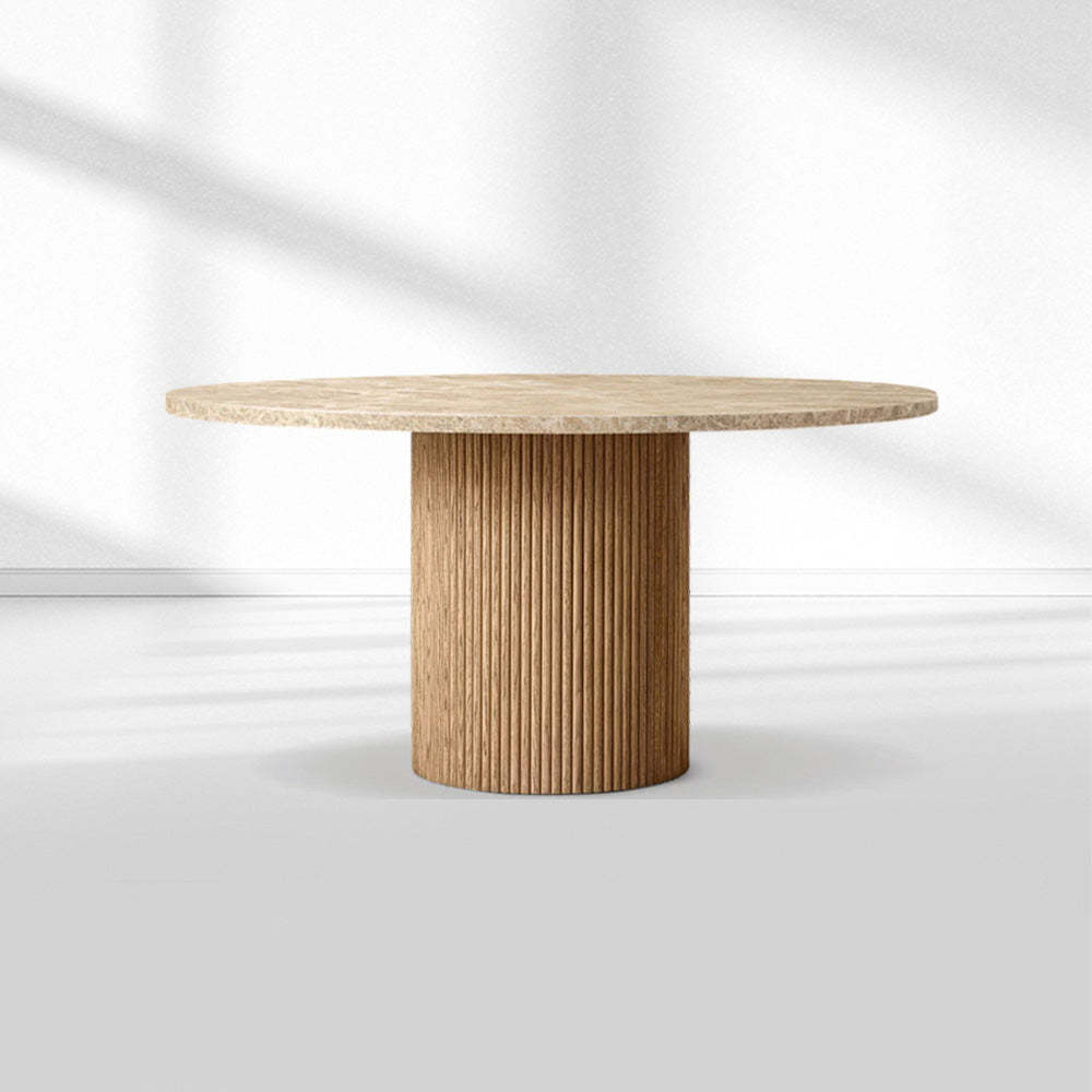 Mulholland Stone Round Dining Table-Fullstarlighting