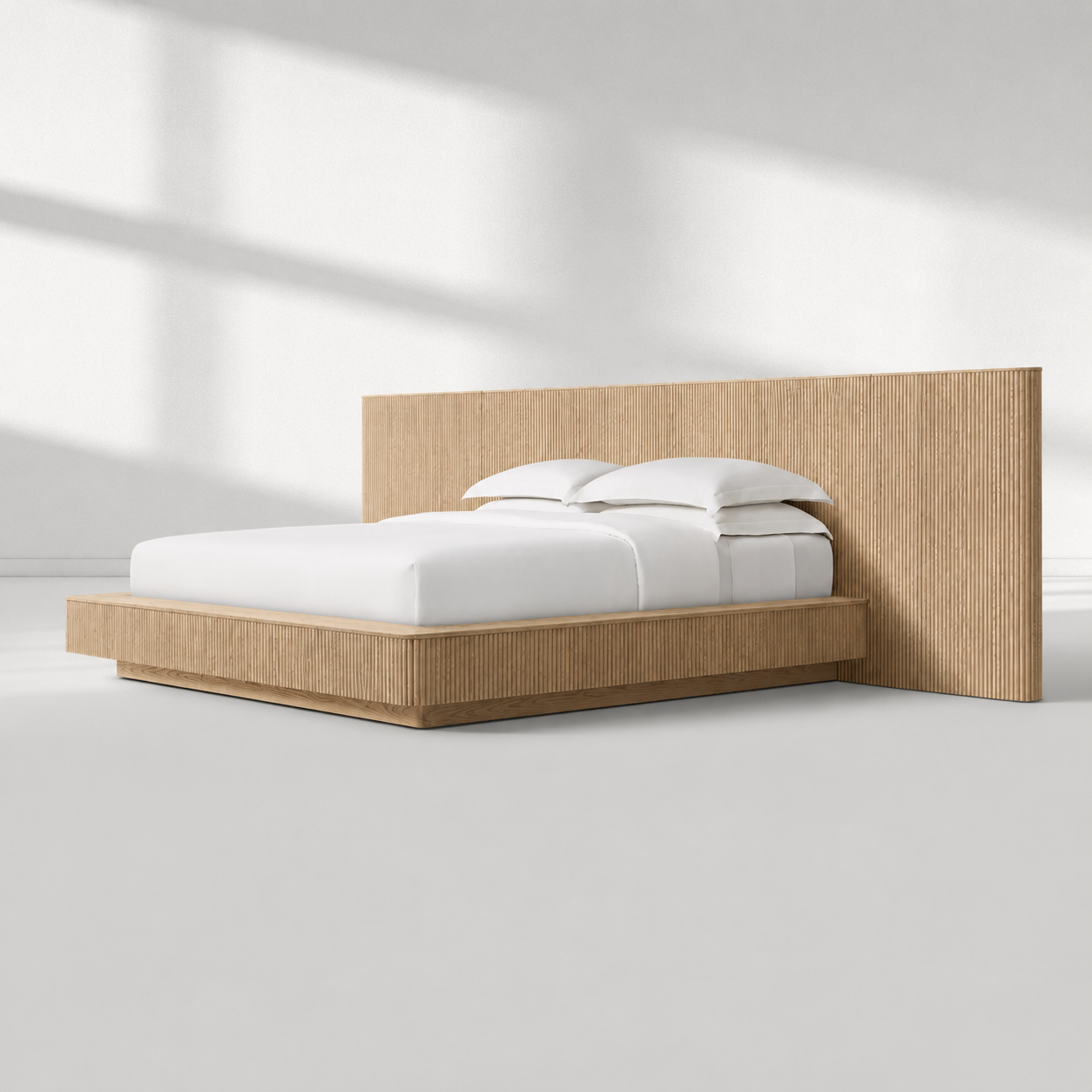 Mulholland Wide Extended Fabric Panel Bed - Black Oak
