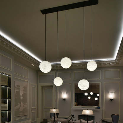 Nami Alabaster Sphere Staircase Chandelier,Multi Pendant Light-Fullstarlighting