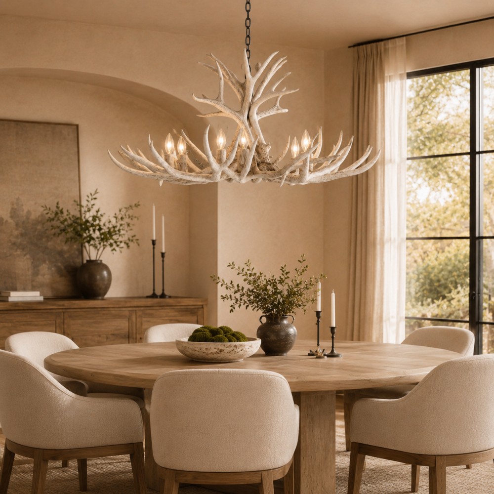 Natural Antler Chandelier 36"