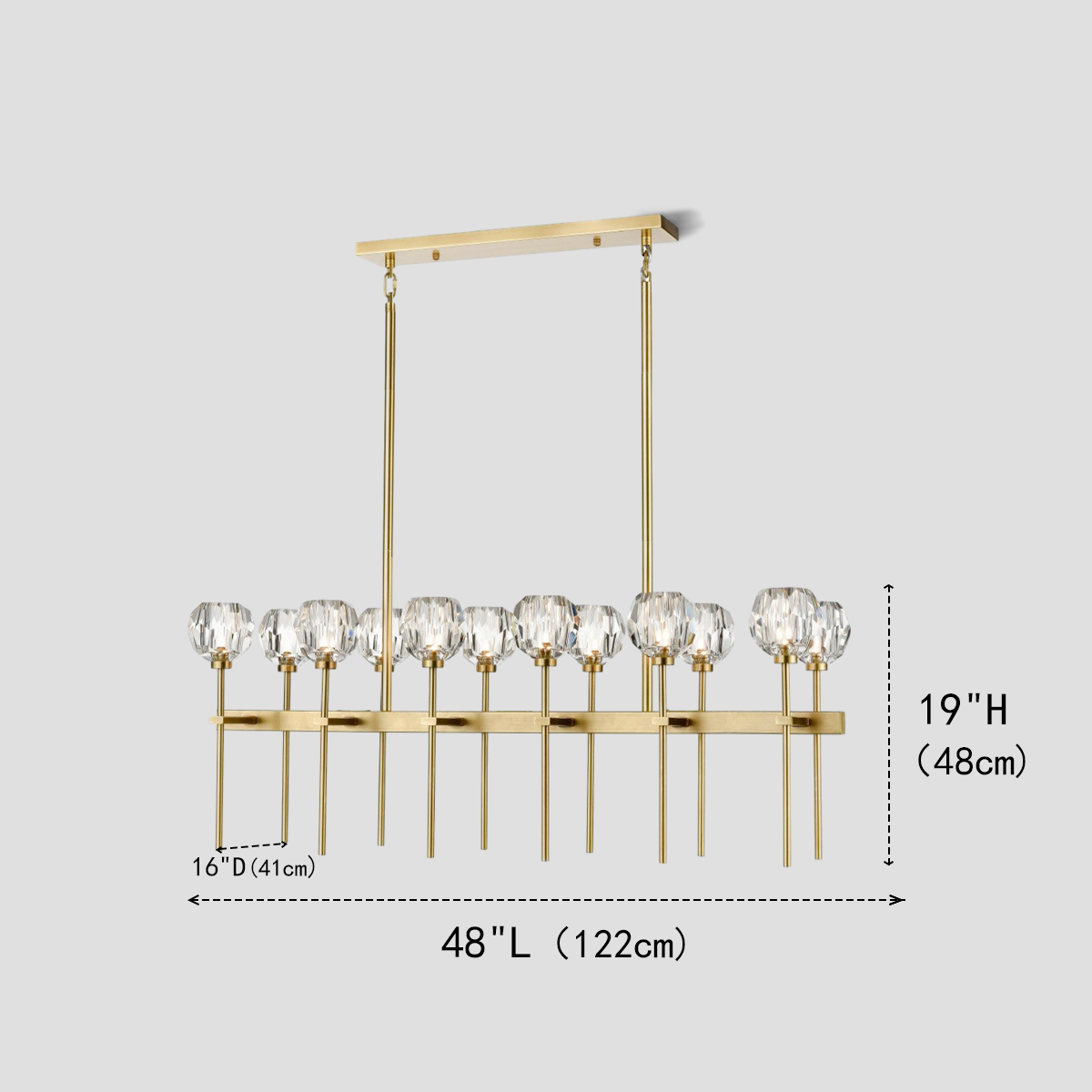 Kelly Clear Glass Linear Chandelier-Fullstarlighting
