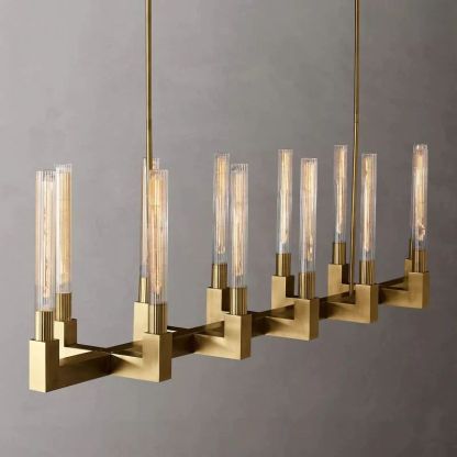 Cannele Glass Linear Chandelier 67"-Fullstarlighting
