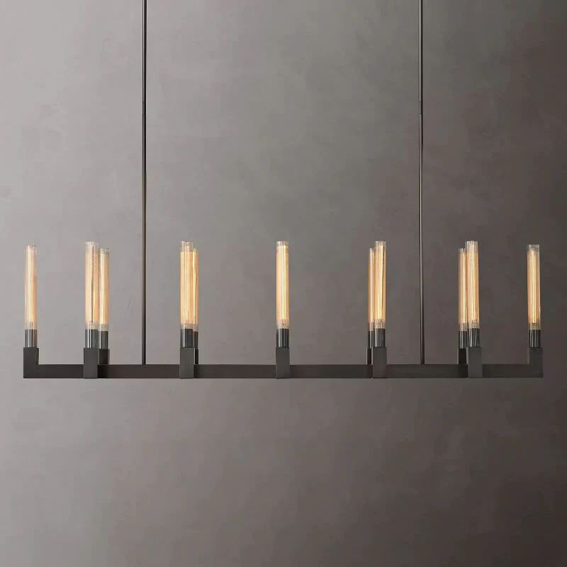 Cannele Glass Linear Chandelier 67"-Fullstarlighting