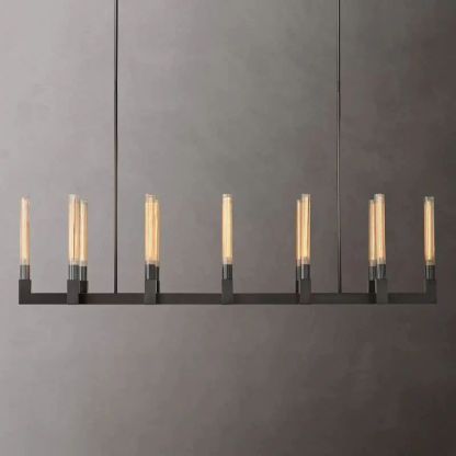 Cannele Glass Linear Chandelier 67"-Fullstarlighting