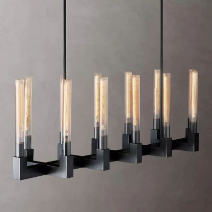 Cannele Glass Linear Chandelier 55''-Fullstarlighting