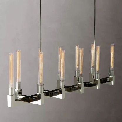 Cannele Glass Linear Chandelier 67"-Fullstarlighting