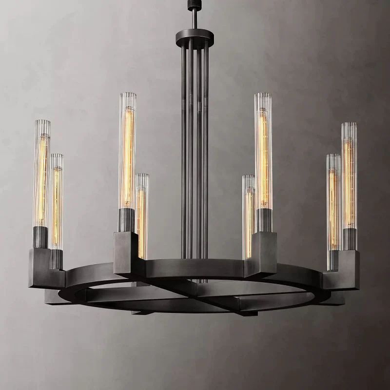 Cannele Glass Round Chandelier 36''