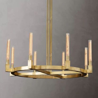 Candle Glass Round Chandelier 48''-Fullstarlighting