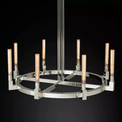 Candle Glass Round Chandelier 48''-Fullstarlighting