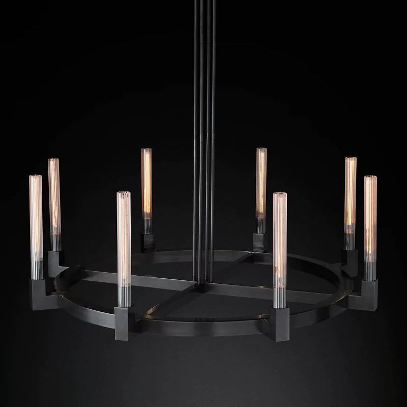 Candle Glass Round Chandelier 48''-Fullstarlighting
