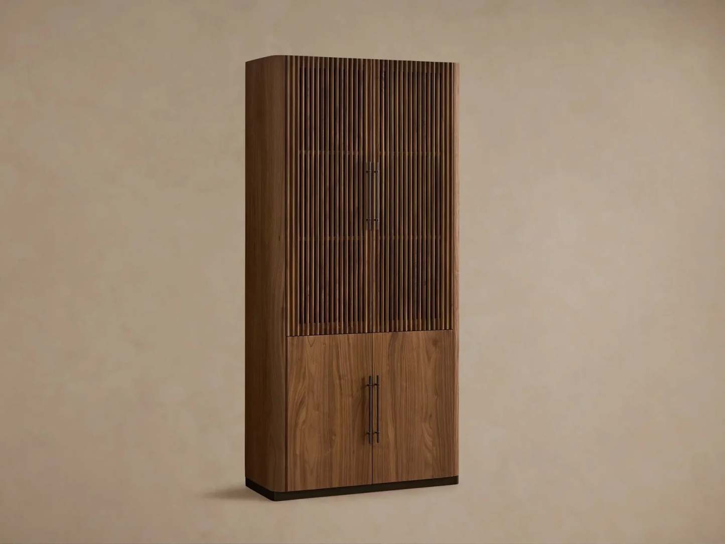 Piermont Modular Reeded Cabinet for Media Storage, Modern Fluted TV Stand & Storage Console