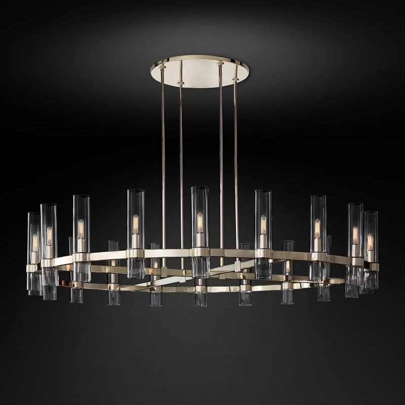 Rachel Round Brass Glass Cylinder Chandelier 60″-Fullstarlighting