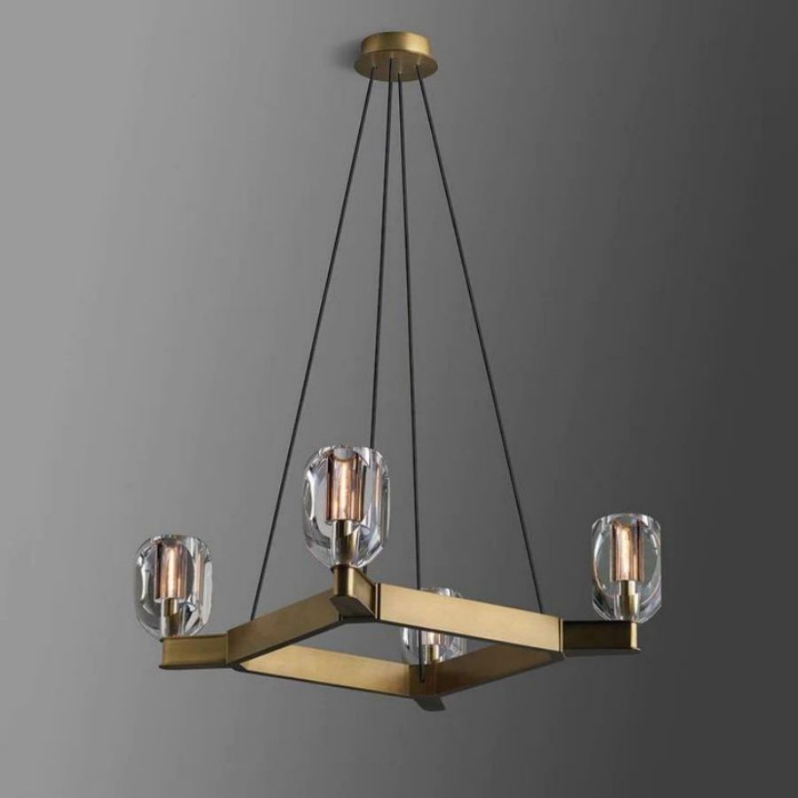 Raibero 4 Ligtht Square Chandelier,chandelier in bedroom,chandelier glass