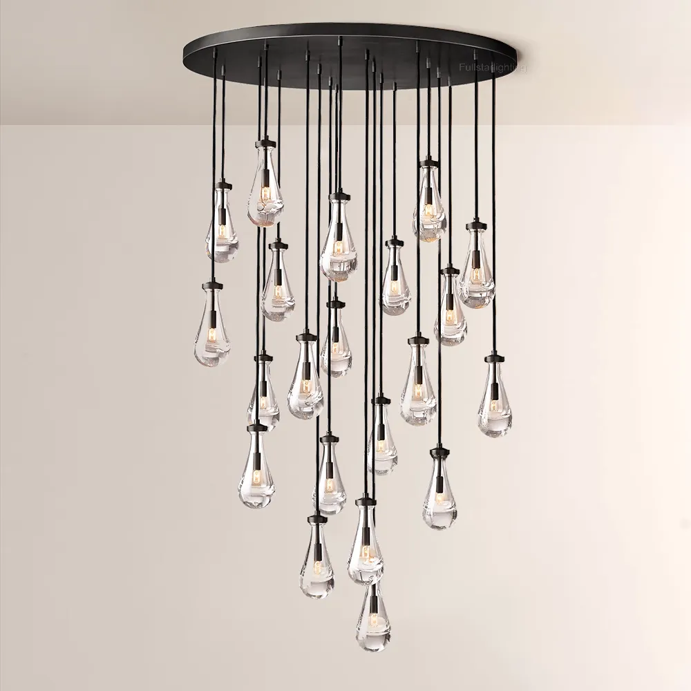 Raindrop Modern Round Chandelier 47",Living Room Chandelier Crystal
