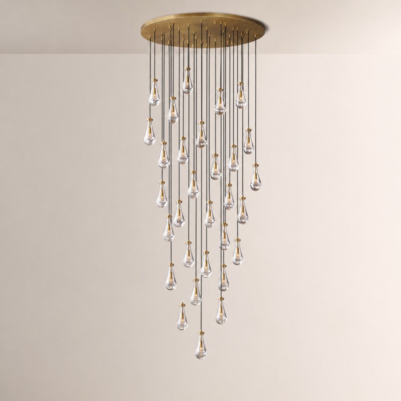 Raindrops Round Glass Chandelier 60"