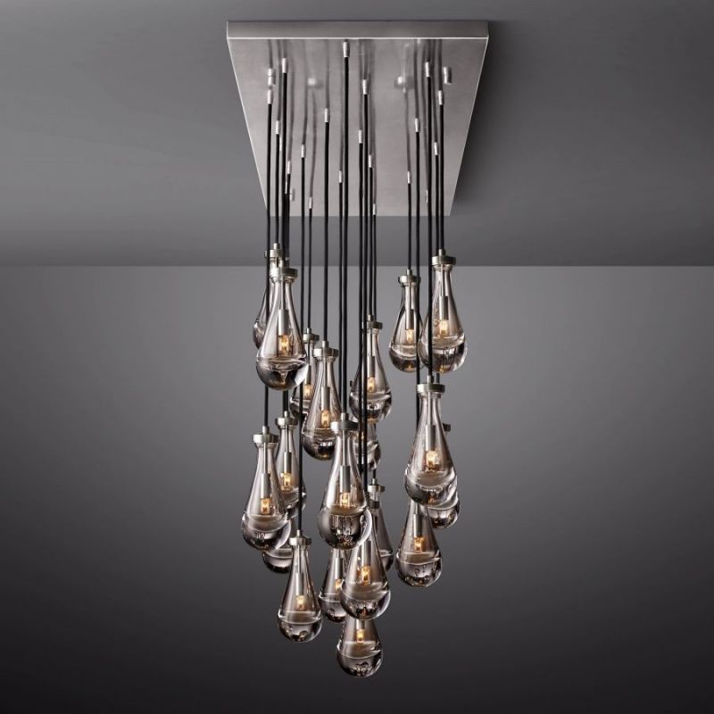 Raindrop Glass Rectangle Chandelier 72"