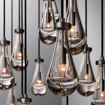 Raindrop Glass Rectangle Chandelier 72"-Fullstarlighting