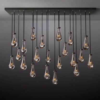Raindrop Glass Rectangle Chandelier 72"-Fullstarlighting