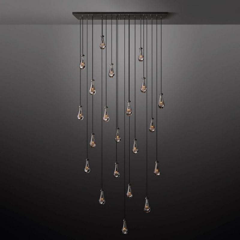 Raindrop Glass Rectangle Chandelier 72"-Fullstarlighting