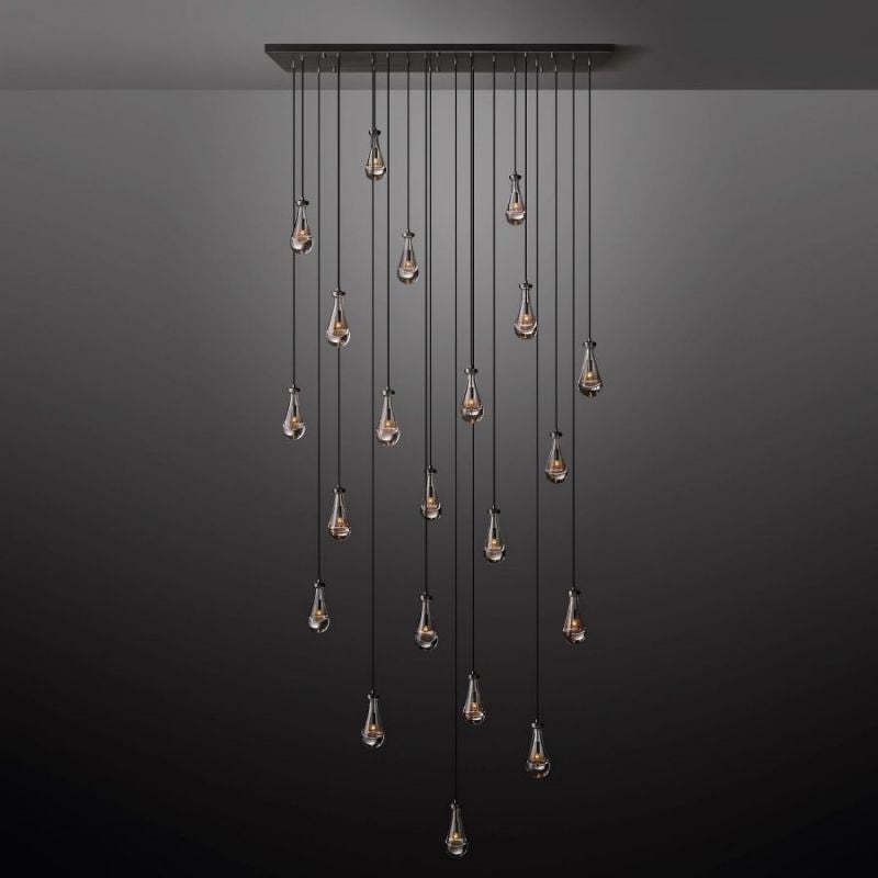 Raindrop Glass Rectangle Chandelier 72"-Fullstarlighting