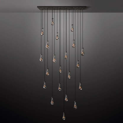 Raindrop Glass Rectangle Chandelier 72"-Fullstarlighting