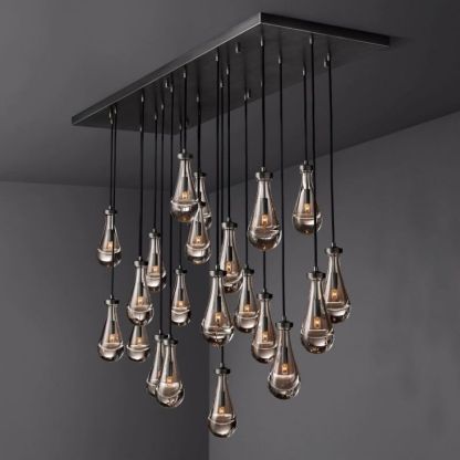Raindrop Glass Rectangle Chandelier 72"