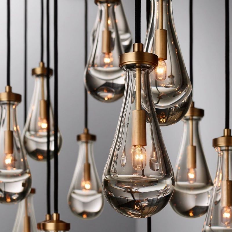 Raindrop Glass Rectangle Chandelier 72"-Fullstarlighting
