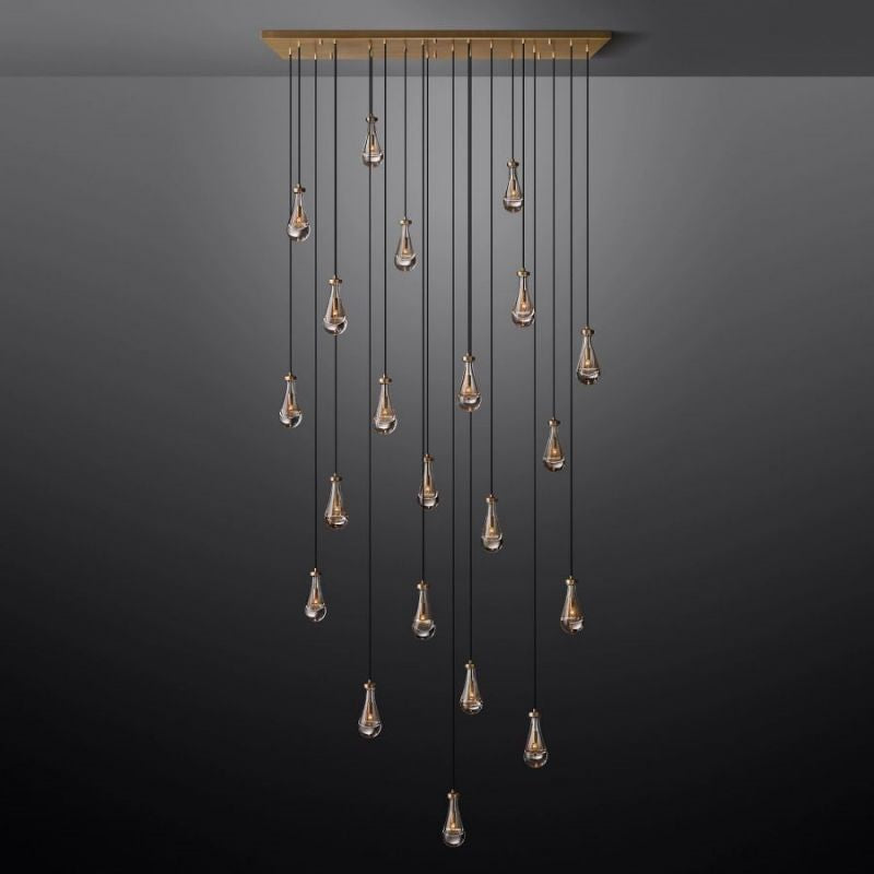 Raindrop Glass Rectangle Chandelier 72"-Fullstarlighting