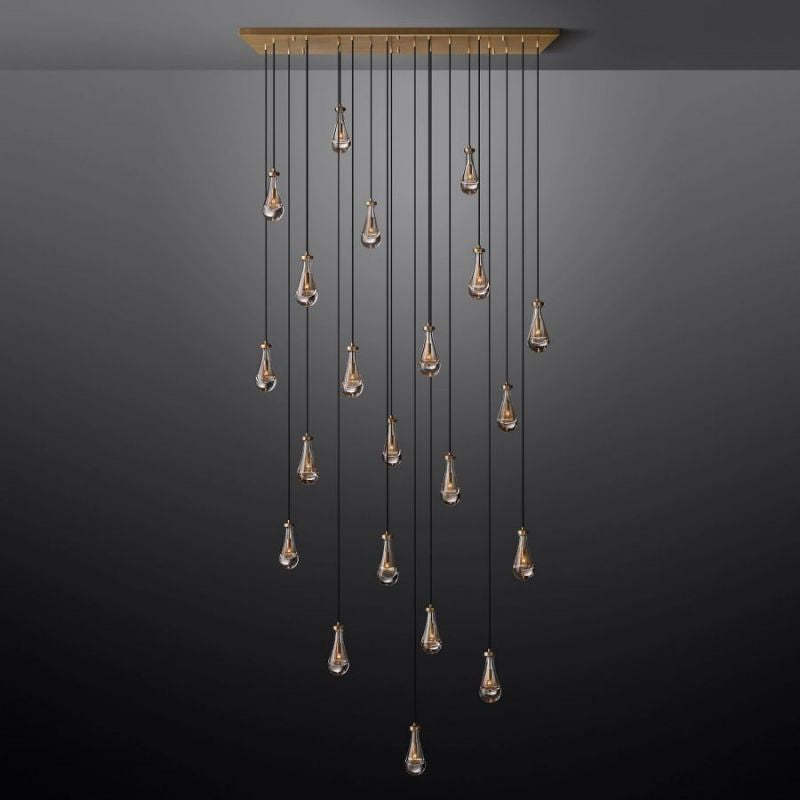 Raindrop Glass Rectangle Chandelier 72"