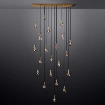 Raindrop Glass Rectangle Chandelier 72"