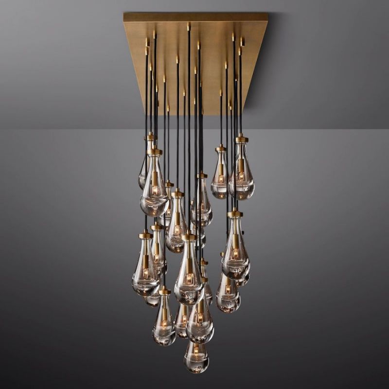 Raindrop Glass Rectangle Chandelier 72"-Fullstarlighting