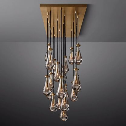 Raindrop Glass Rectangle Chandelier 72"-Fullstarlighting