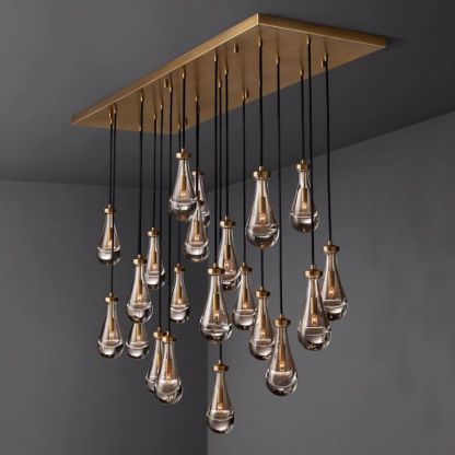 Raindrop Glass Rectangle Chandelier 72"-Fullstarlighting