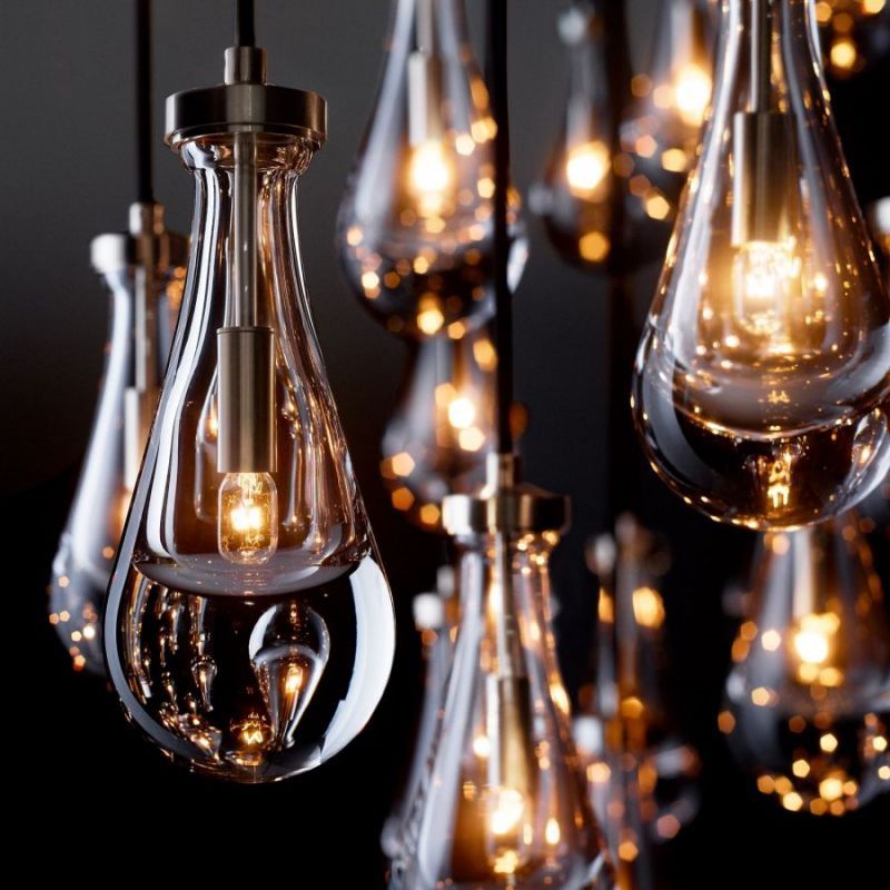 Raindrop Glass Rectangle Chandelier 72"-Fullstarlighting