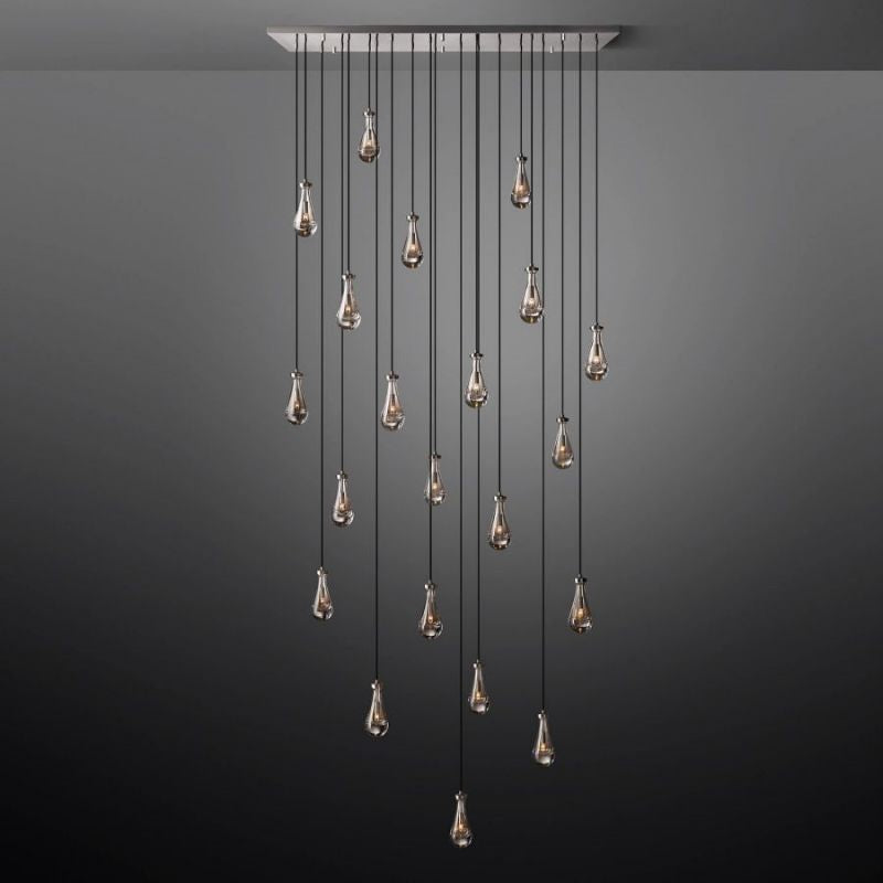 Raindrop Glass Rectangle Chandelier 72"-Fullstarlighting