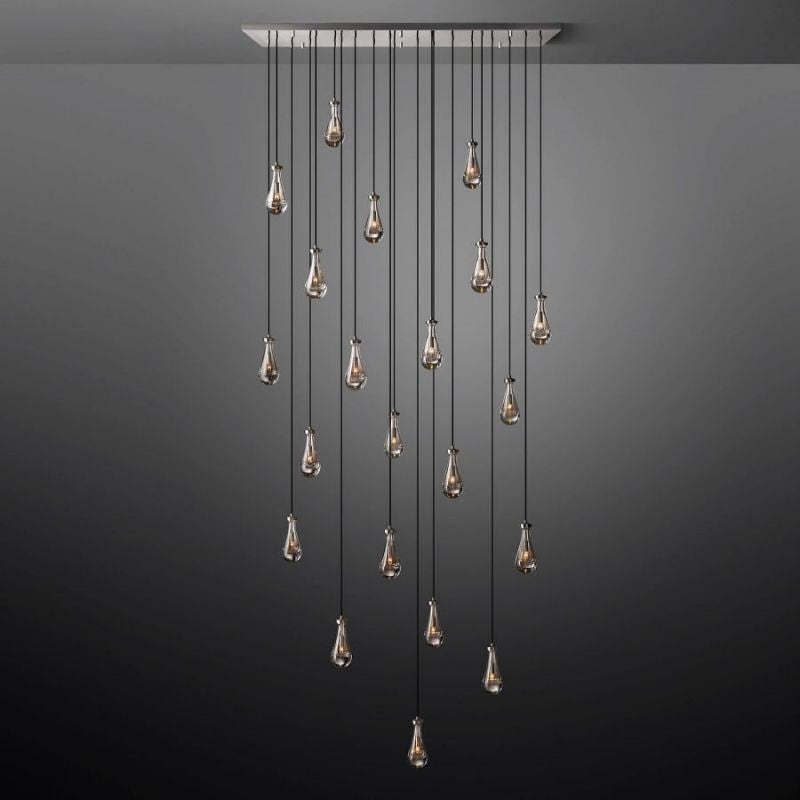Raindrop Glass Rectangle Chandelier 72"-Fullstarlighting
