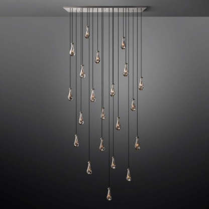 Raindrop Glass Rectangle Chandelier 72"-Fullstarlighting